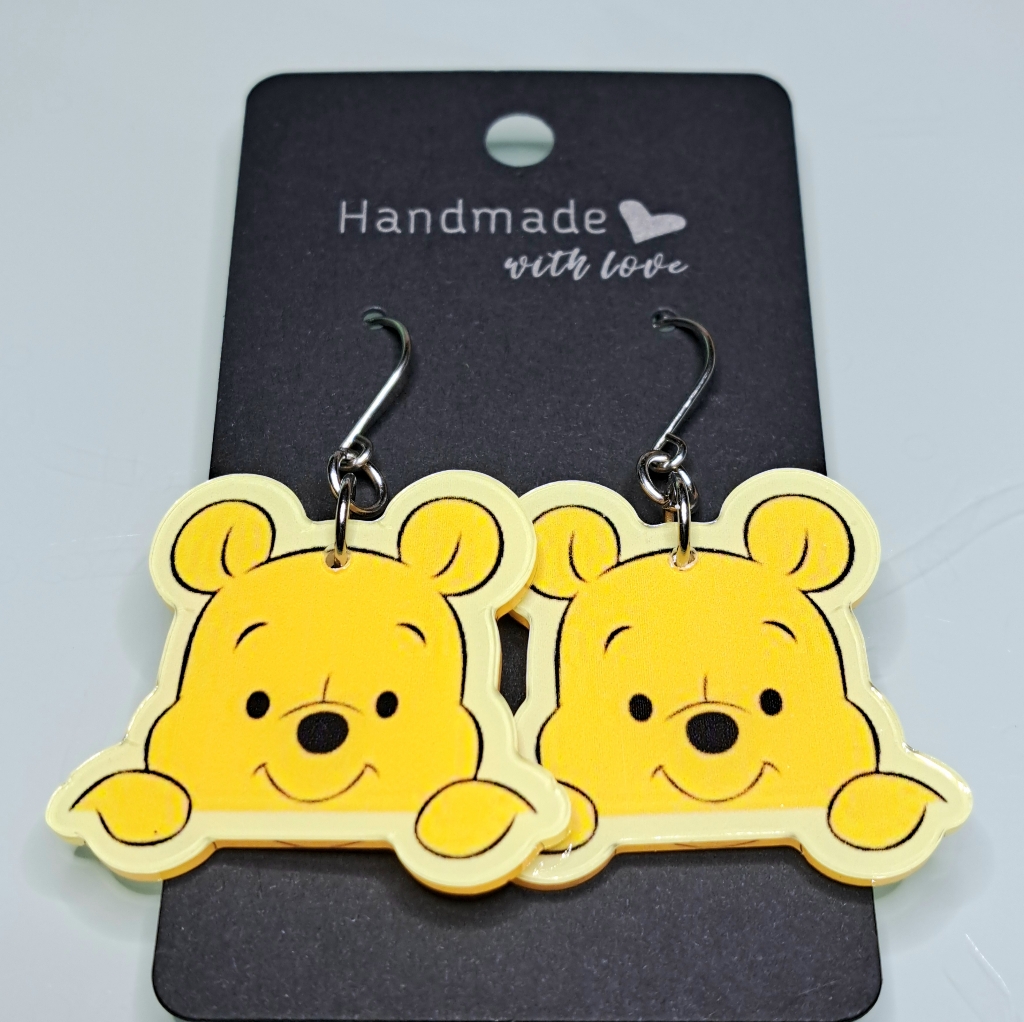 Winnie The Pooh Earrings With Stainless Steel Ear Wires 10$